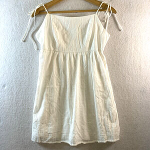 Dee Elly Womens Y2K Babydoll Tunic Top Sz M White Milkmaid‎ Cottage Coastal Boho